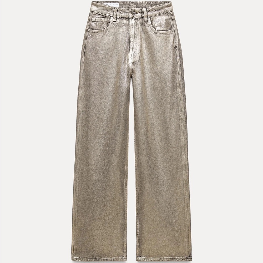 Zara silver foil jeans 6